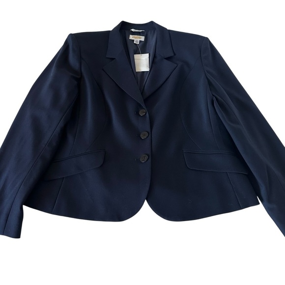 NWT TALBOTS WOOL BLEND NAVY THEEE BUTTON BLAZER SIZE 18 - Picture 3 of 13